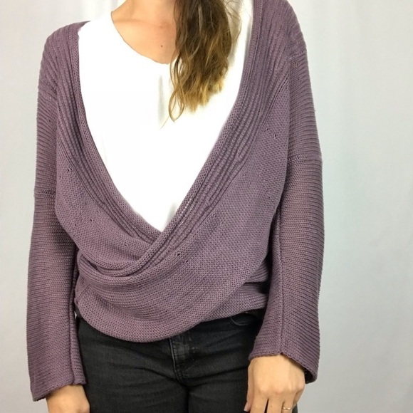 SOFT SURROUNDINGS Purple Wrap Sweater Top, Size Medium - Picture 2 of 8